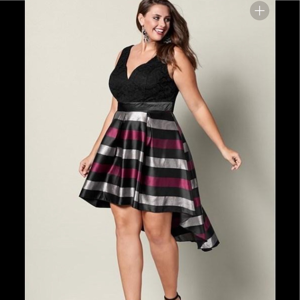LACE STRIPE COCKTAIL DRESS